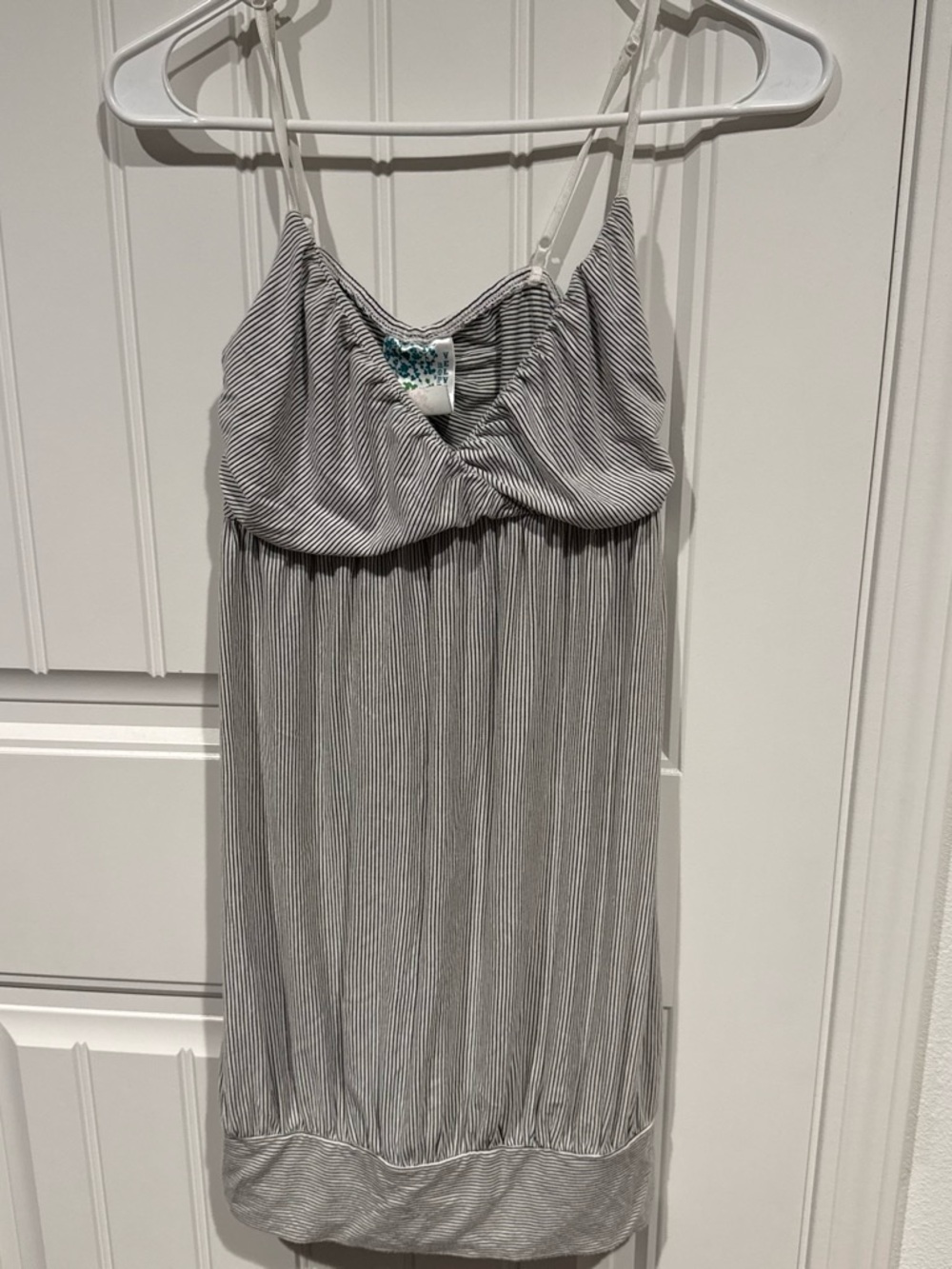 Velvet Striped Chemise in Gray and White
